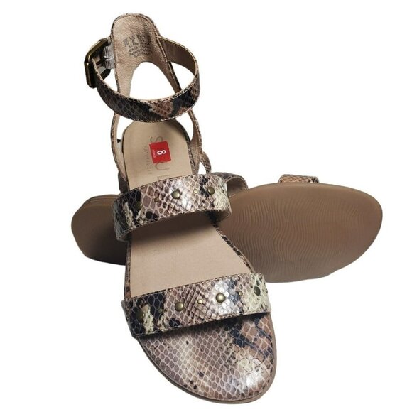 Naturalizer Soul Womens Brown Snake Print Open Toe Ankle Strap Sandals Size 8 W - Picture 1 of 12